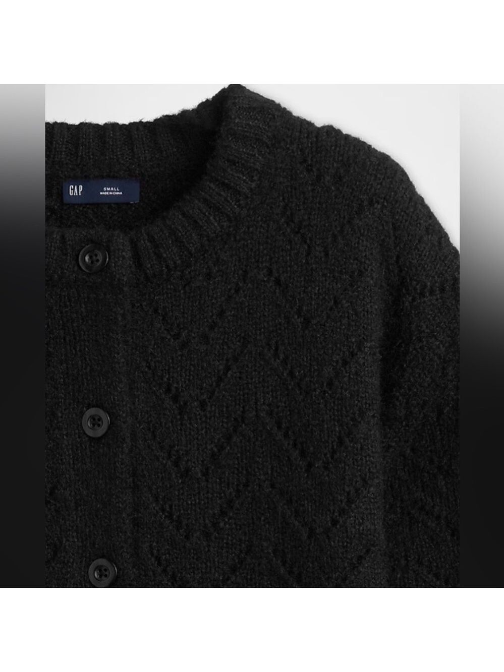 Gap Wool Alpaca Blend Fuzzy Pointelle Knit Oversized Cardigan Sweater NWT S - Picture 5 of 6